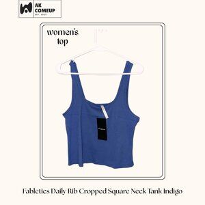 Fabletics Daily Rib Cropped Square Neck Tank Indigo